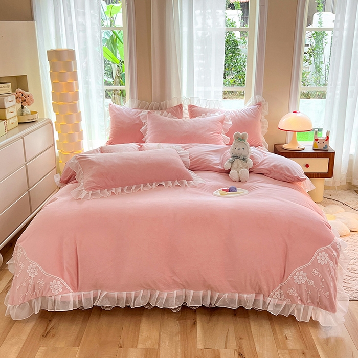 91家纺网 家纺一手货源 找家纺 唐人居 2025新款宝宝绒米朵系列-床裙 米朵-玉