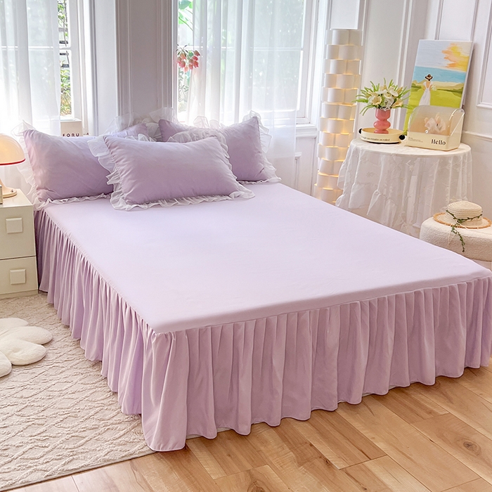 91家纺网 家纺一手货源 找家纺 唐人居 2025新款亲肤磨毛花边款床裙系列--秘密花园 秘密花园-浅紫