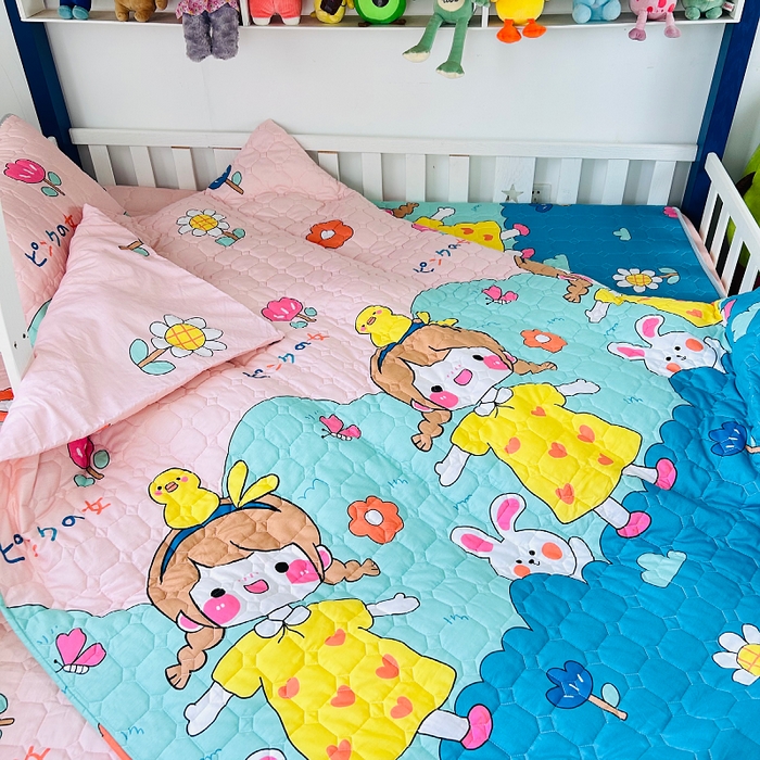 91家纺网 家纺一手货源 找家纺 小虾米 2023新款全棉卡通上下床夹棉系列被套 可爱女孩