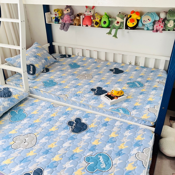 91家纺网 家纺一手货源 找家纺 小虾米 2023新款全棉卡通上下床夹棉系列床笠 千鸟格