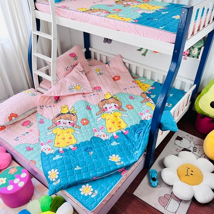 小虾米 2023新款全棉卡通上下床夹棉系列被套 可爱女孩