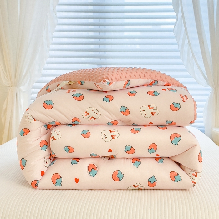 91家纺网 家纺一手货源 找家纺 米菲2023新款A类针织棉豆豆被冬被春秋被被芯被子 0草莓兔