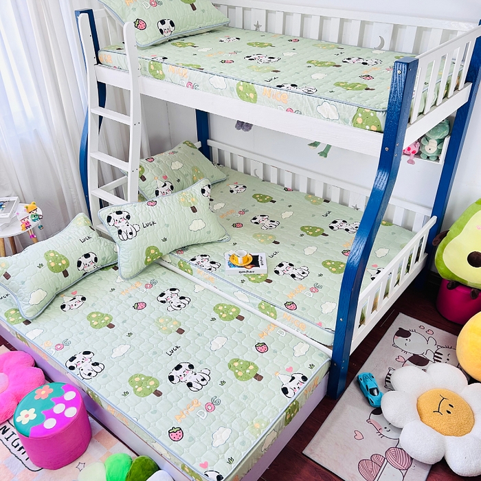 91家纺网 家纺一手货源 找家纺 小虾米 2023新款全棉卡通上下床夹棉系列床笠 幸运宝贝