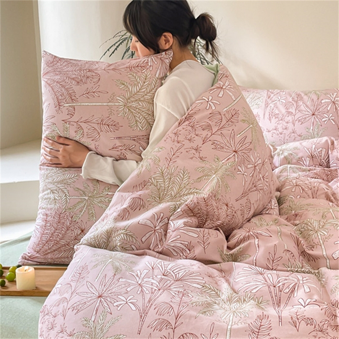 91家纺网 家纺一手货源 找家纺 首爱家纺 2025新款全棉长绒棉磨毛四件套 南枝