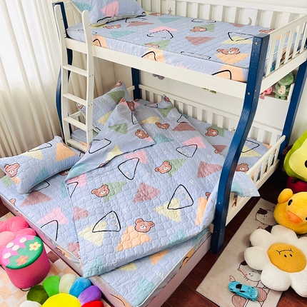 小虾米 2023新款全棉卡通上下床夹棉系列被套 淘气熊