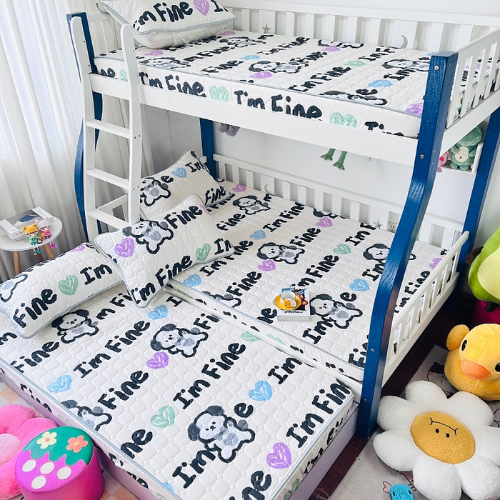 91家纺网 家纺一手货源 找家纺 小虾米 2023新款全棉卡通上下床夹棉系列床笠 调皮狗