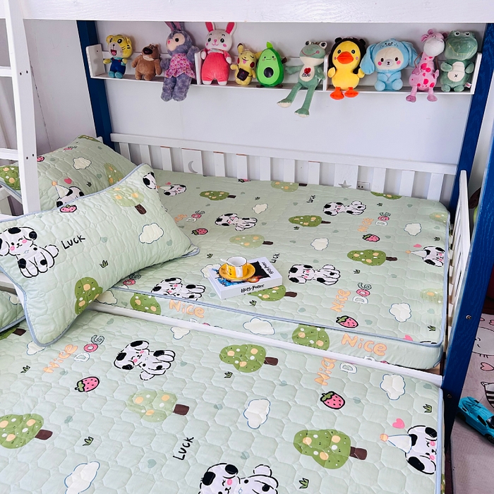 91家纺网 家纺一手货源 找家纺 小虾米 2023新款全棉卡通上下床夹棉系列床笠 幸运宝贝