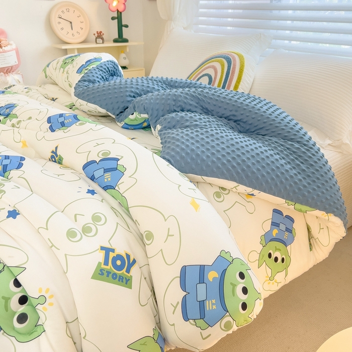 91家纺网 家纺一手货源 找家纺 米菲2023新款A类针织棉豆豆被冬被春秋被被芯被子 0三眼怪