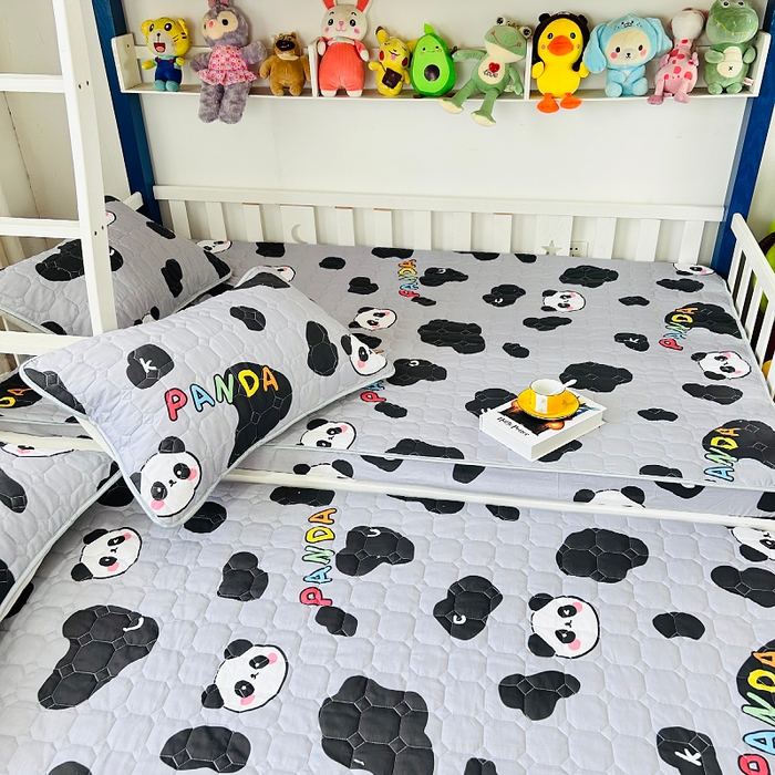 91家纺网 家纺一手货源 找家纺 小虾米 2023新款全棉卡通上下床夹棉系列床笠 熊猫宝贝