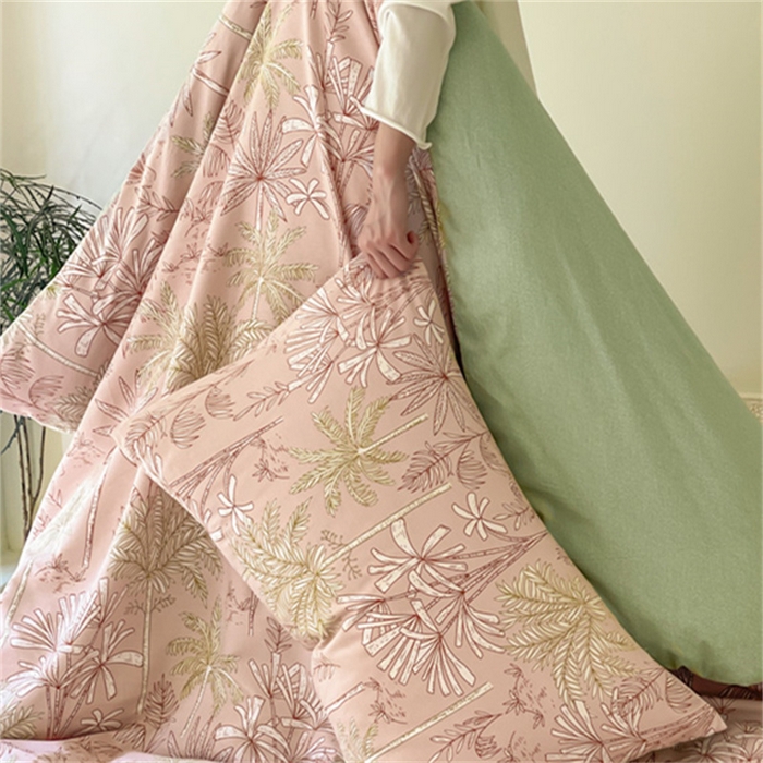 91家纺网 家纺一手货源 找家纺 棉乐町家居 2025新款全棉长绒棉磨毛四件套 南枝