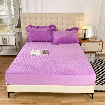 7V 2023新款宝宝绒床笠牛奶绒360度全包围床笠 葡萄紫