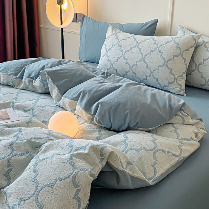 91家纺网 家纺一手货源 找家纺 ab家纺 2023新款沐云提花套件 沐云蓝