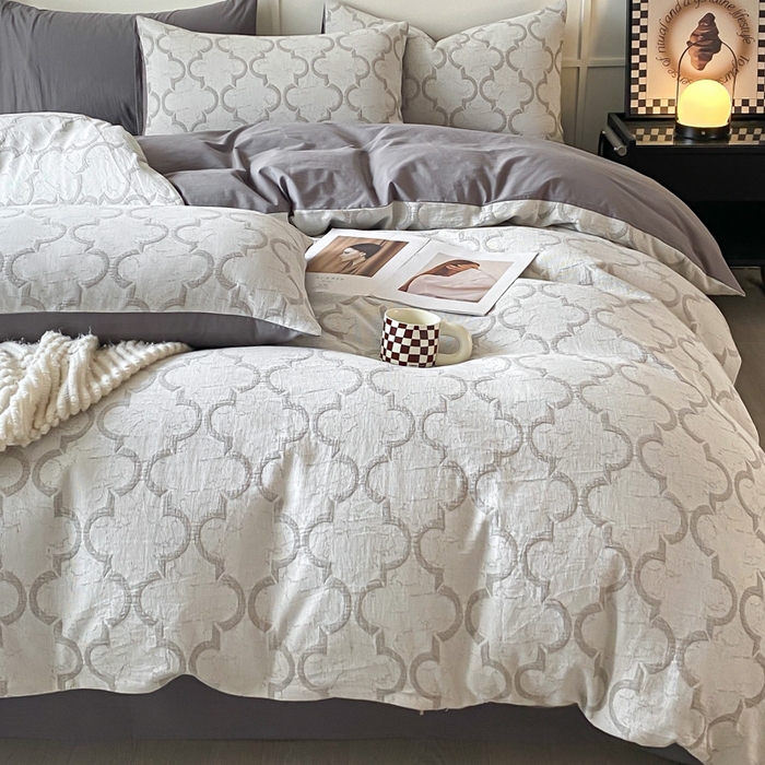 91家纺网 家纺一手货源 找家纺 ab家纺 2023新款沐云提花套件 沐云灰