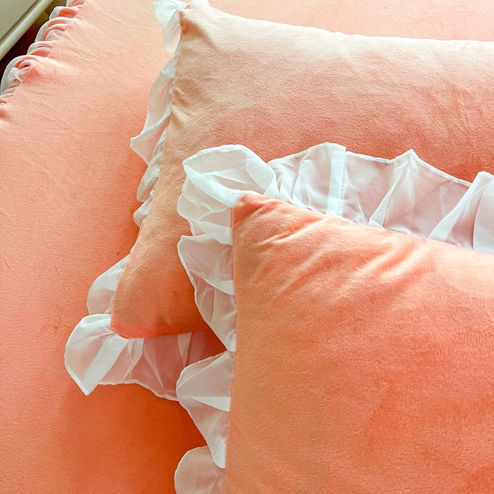 91家纺网 家纺一手货源 找家纺 唐人居 2025新款宝宝绒米朵系列-床裙 米朵-橙