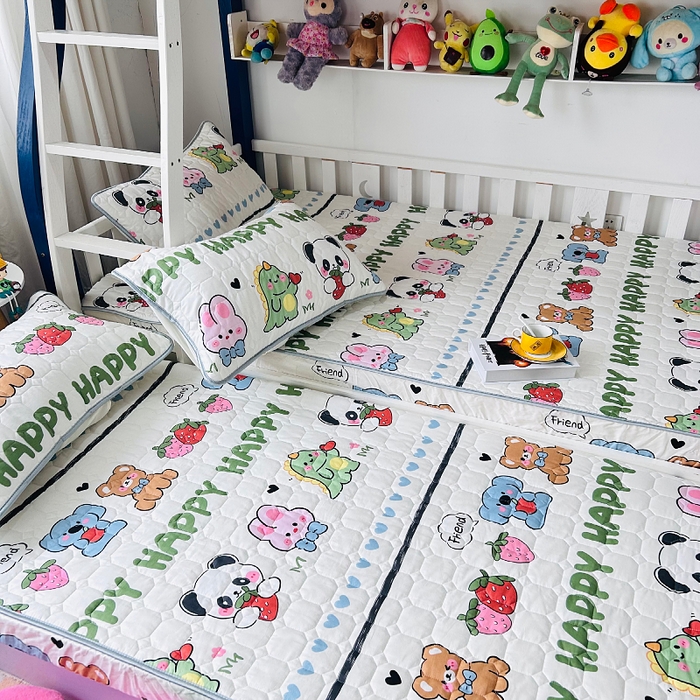 91家纺网 家纺一手货源 找家纺 小虾米 2023新款全棉卡通上下床夹棉系列床笠 呆小萌