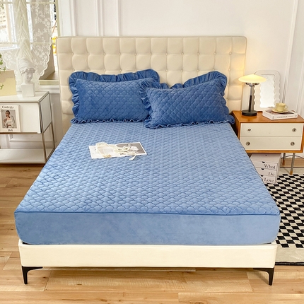 7V 2023新款宝宝绒床笠牛奶绒360度全包围床笠 深海蓝