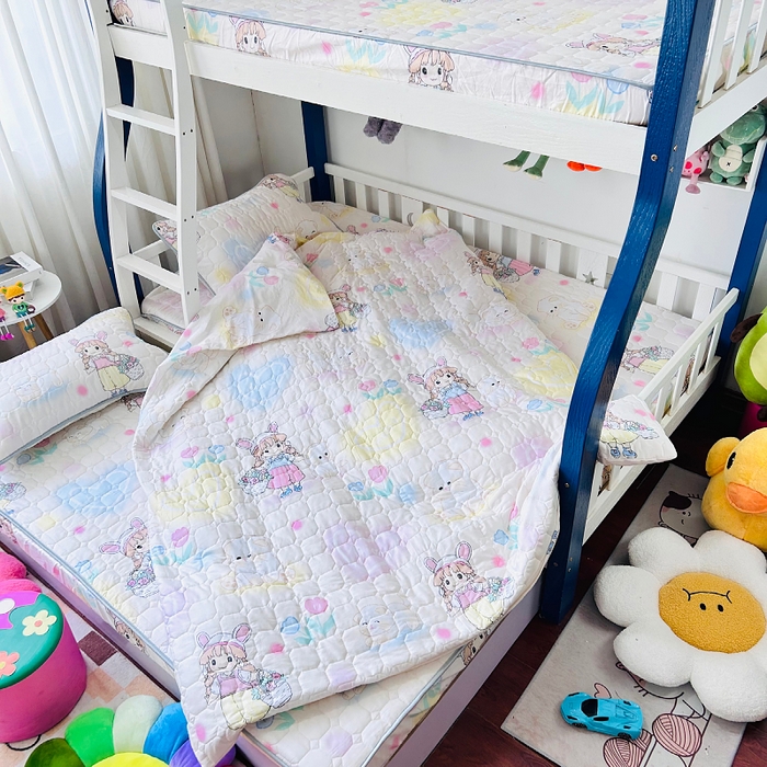 91家纺网 家纺一手货源 找家纺 小虾米 2023新款全棉卡通上下床夹棉系列被套 安琪拉