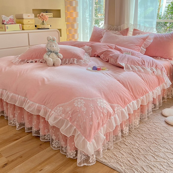 91家纺网 家纺一手货源 找家纺 唐人居 2025新款宝宝绒米朵系列-床裙 米朵-玉