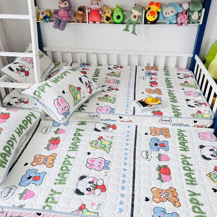 91家纺网 家纺一手货源 找家纺 小虾米 2023新款全棉卡通上下床夹棉系列床笠 呆小萌