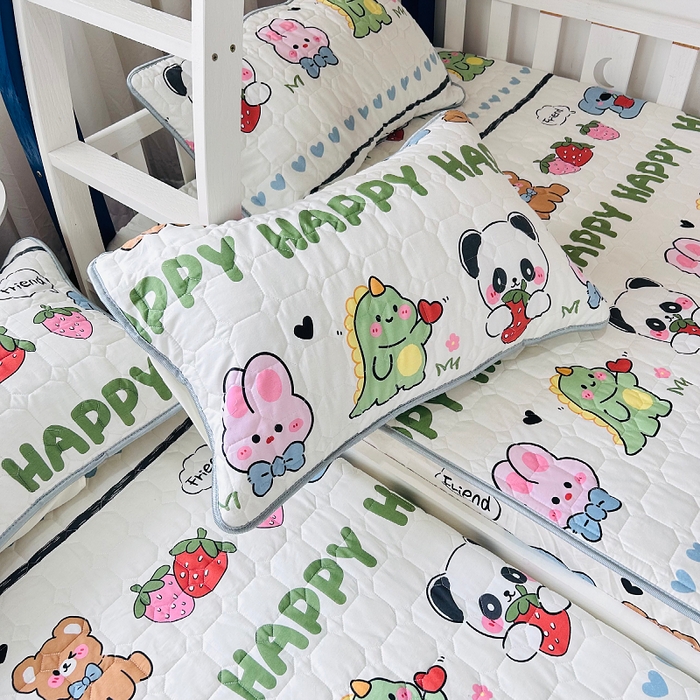 91家纺网 家纺一手货源 找家纺 小虾米 2023新款全棉卡通上下床夹棉系列床笠 呆小萌