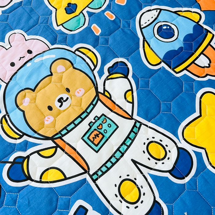 91家纺网 家纺一手货源 找家纺 小虾米 2023新款全棉卡通上下床夹棉系列被套 宇宙空间站