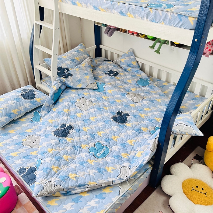 91家纺网 家纺一手货源 找家纺 小虾米 2023新款全棉卡通上下床夹棉系列被套 千鸟格