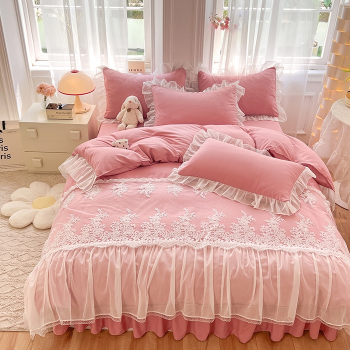 91家纺网 家纺一手货源 找家纺 唐人居 2025新款亲肤磨毛花边款床裙系列--秘密花园 秘密花园-玉