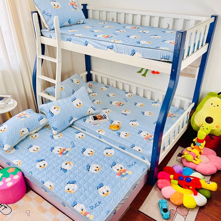 小虾米 2023新款全棉卡通上下床夹棉系列床笠 海军鸭