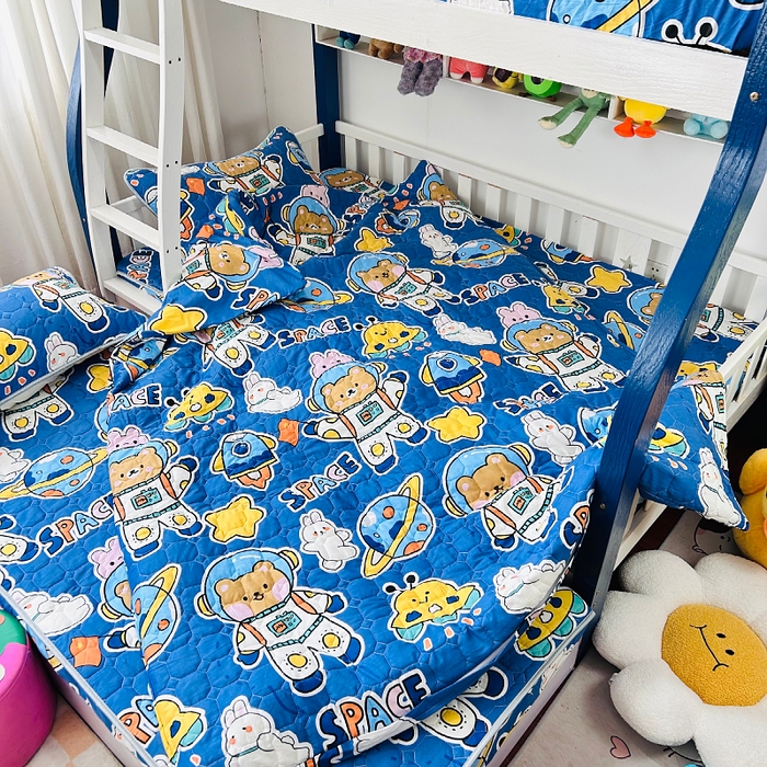 91家纺网 家纺一手货源 找家纺 小虾米 2023新款全棉卡通上下床夹棉系列被套 宇宙空间站