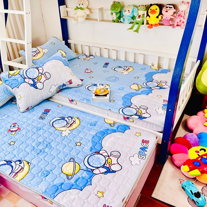 91家纺网 家纺一手货源 找家纺 小虾米 2023新款全棉卡通上下床夹棉系列床笠 探索星球