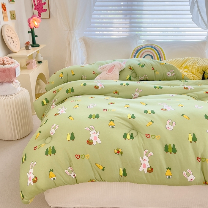 91家纺网 家纺一手货源 找家纺 米菲2023新款A类针织棉豆豆被冬被春秋被被芯被子 欢乐兔