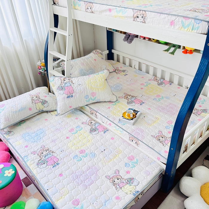 91家纺网 家纺一手货源 找家纺 小虾米 2023新款全棉卡通上下床夹棉系列床笠 安琪拉