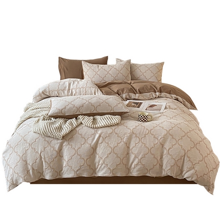 91家纺网 家纺一手货源 找家纺 ab家纺 2023新款沐云提花套件 沐云咖