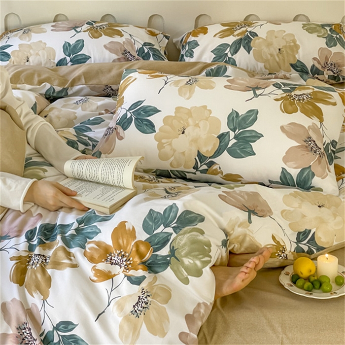 91家纺网 家纺一手货源 找家纺 首爱家纺 2025新款全棉长绒棉磨毛四件套 花尤墨