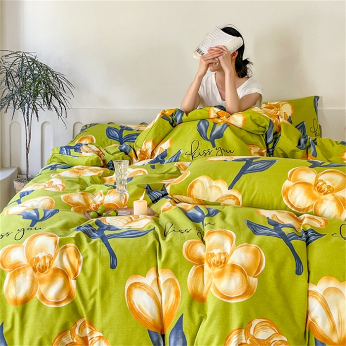 91家纺网 家纺一手货源 找家纺 棉乐町家居 2025新款全棉长绒棉磨毛四件套 禾嘉