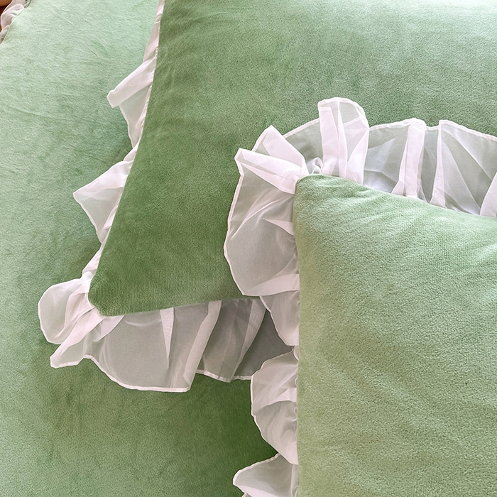 91家纺网 家纺一手货源 找家纺 唐人居 2025新款宝宝绒米朵系列-床裙 米朵-果绿