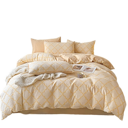 91家纺网 家纺一手货源 找家纺 ab家纺 2023新款沐云提花套件 沐云杏