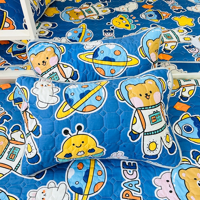 91家纺网 家纺一手货源 找家纺 小虾米 2023新款全棉卡通上下床夹棉系列床笠 宇宙空间站