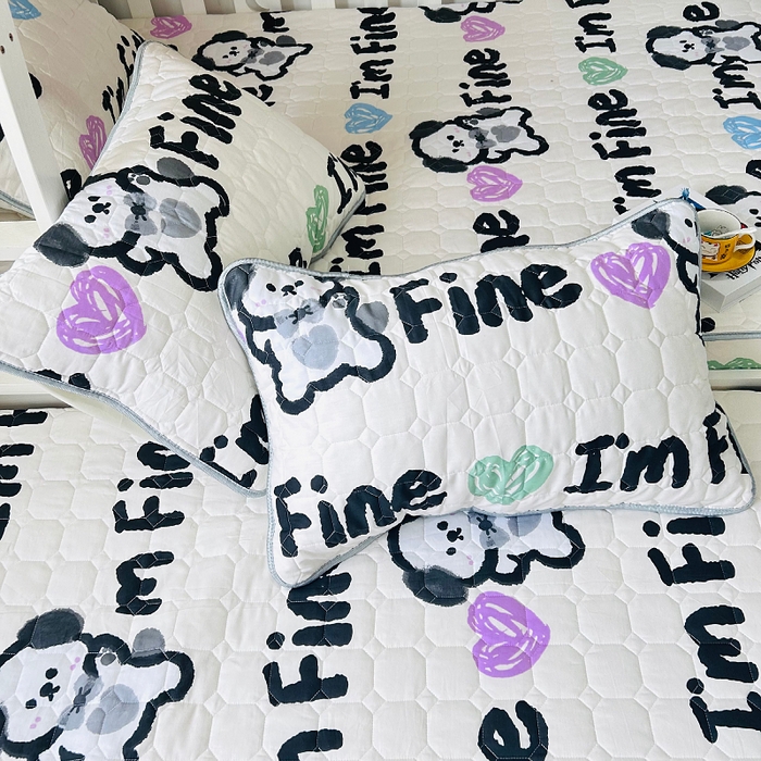 91家纺网 家纺一手货源 找家纺 小虾米 2023新款全棉卡通上下床夹棉系列床笠 调皮狗