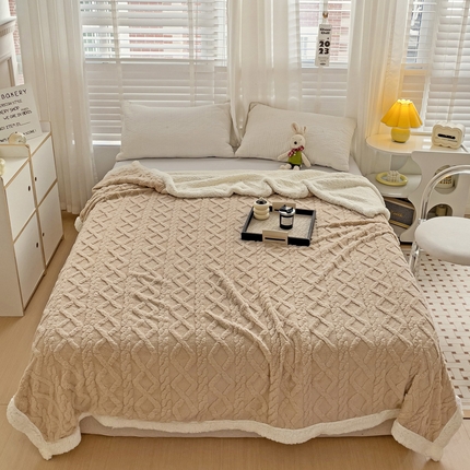 91家纺网 家纺一手货源 找家纺 （总）艾咪 新款高克重加厚塔芙绒双层毯子羊羔绒毛毯