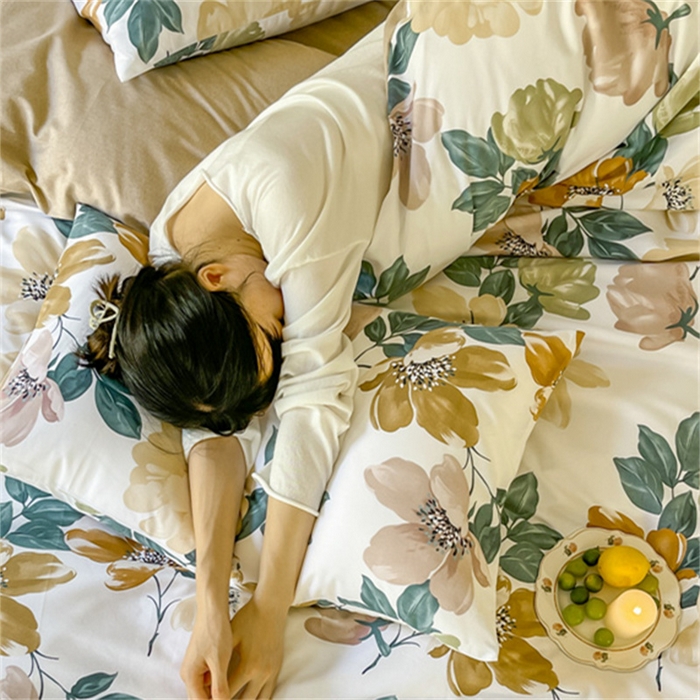 91家纺网 家纺一手货源 找家纺 首爱家纺 2025新款全棉长绒棉磨毛四件套 花尤墨