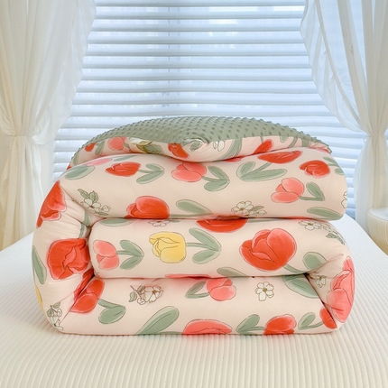 91家纺网 家纺一手货源 找家纺 米菲2023新款A类针织棉豆豆被冬被春秋被被芯被子 郁金香