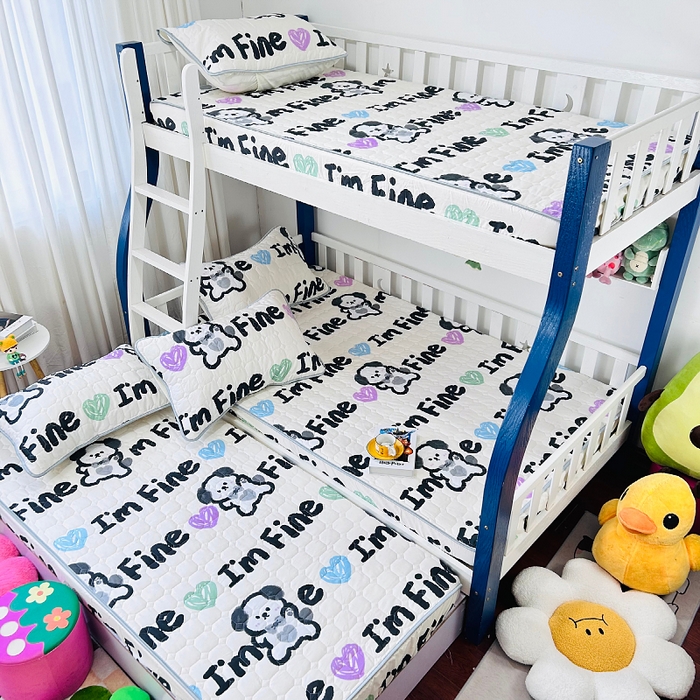 91家纺网 家纺一手货源 找家纺 小虾米 2023新款全棉卡通上下床夹棉系列被套 熊猫宝贝