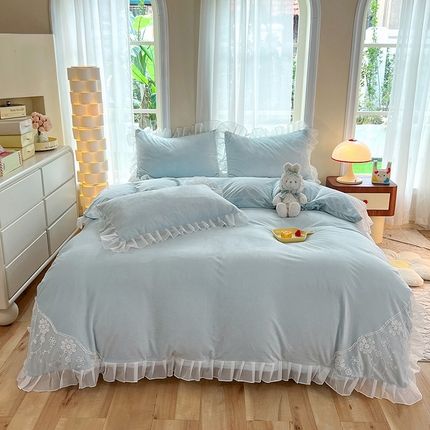 唐人居 2025新款宝宝绒米朵系列-床裙 米朵-浅蓝