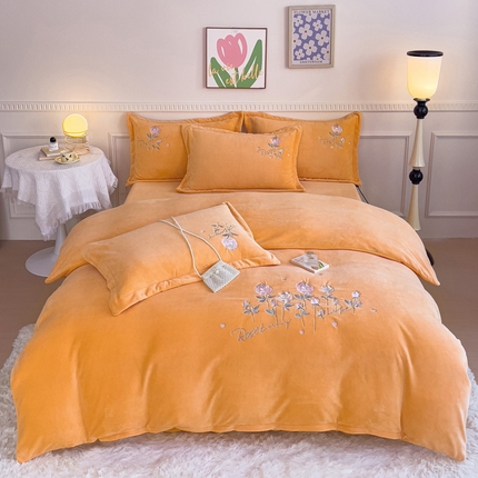 云锦2023秋冬新品230克高克重云丝绒--花意 桔