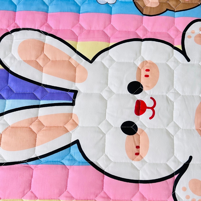 91家纺网 家纺一手货源 找家纺 小虾米 2023新款全棉卡通上下床夹棉系列床笠 天真小兔