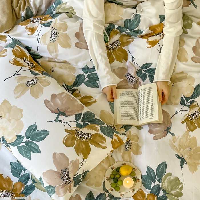 91家纺网 家纺一手货源 找家纺 首爱家纺 2025新款全棉长绒棉磨毛四件套 花尤墨