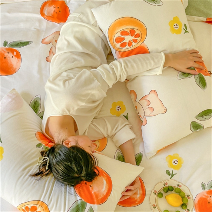 91家纺网 家纺一手货源 找家纺 棉乐町家居 2025新款全棉长绒棉磨毛四件套 柿柿如意