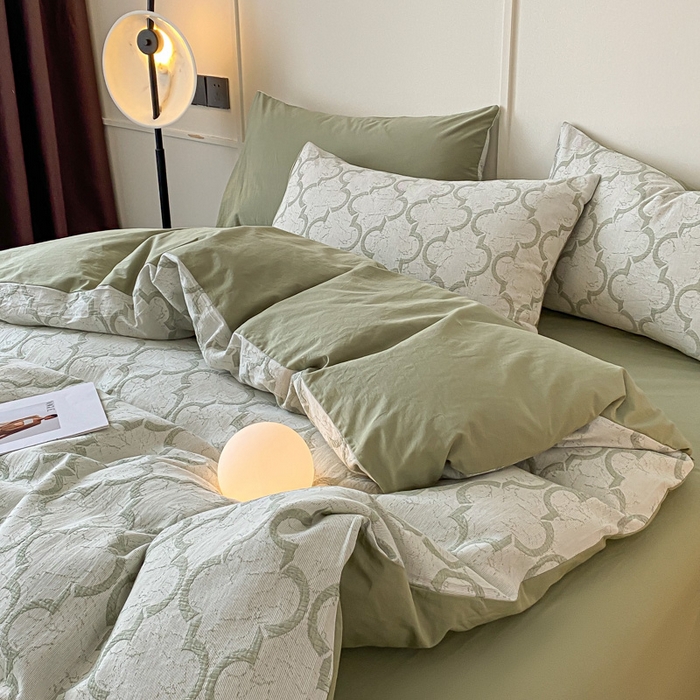 91家纺网 家纺一手货源 找家纺 ab家纺 2023新款沐云提花套件 沐云绿