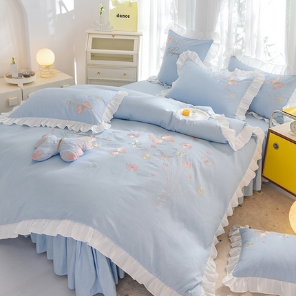 （总）丝印良品 2023新款秋冬保暖云锦棉刺绣花边春卉系列四件套